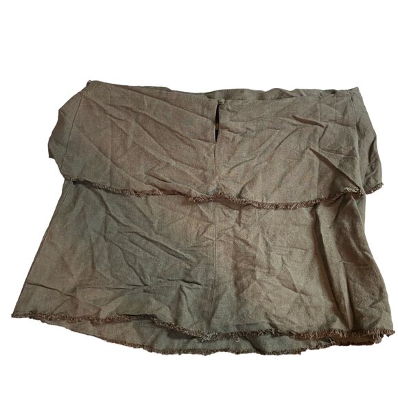 Honey Punch Womens Halter Small Olive Green Strapless Linen Blend Fringe Hippie - Picture 3 of 8